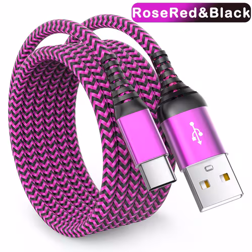 USB-C Nylon Braided Fast Charging Cable, Compatible with OnePlus, Xiaomi, for iPhone 15/16/17 and Other Devices