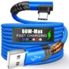 Type C Charger Fast Charging, Right Angle USB to USB C Cable Braided USBC Charger for Samsung Huawei Xiaomi RedMi Oppo Oneplus and More Smartphone