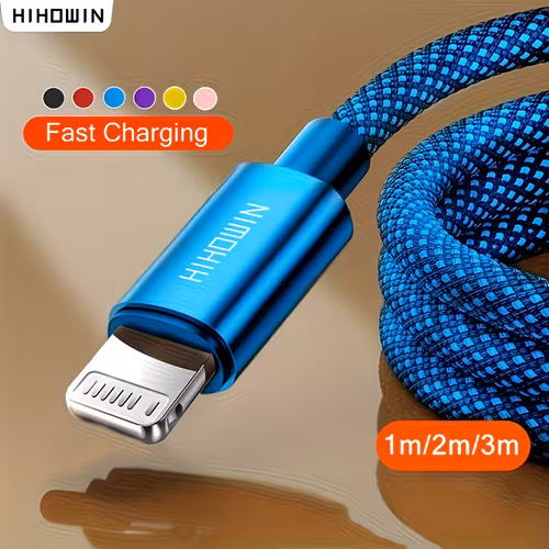 USB Fast Charge Cable Lightning Cable for iPhone 14 13 12 Pro Max X XR XS 8 7 6s 6 iPad | Hihowin, 20W Output, Male to Male Connector, Matte