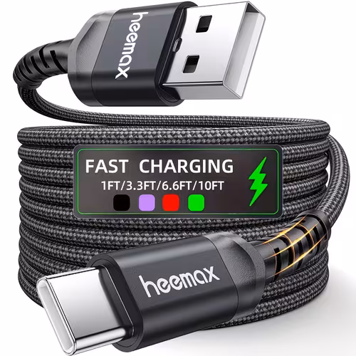 HEEMAX USB-C Fast Charging Cable, High-Quality Nylon Braided Type-C Charger Cord, Fits for All USB-C Port Devices