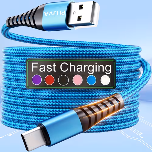 PHJVA 39inch/79inch/118inch USB-C Fast Charging Cable, Nylon Braided Anti Winding Design, for Redmi OnePlus Xiaomi Smartphones Type-C Data Cable