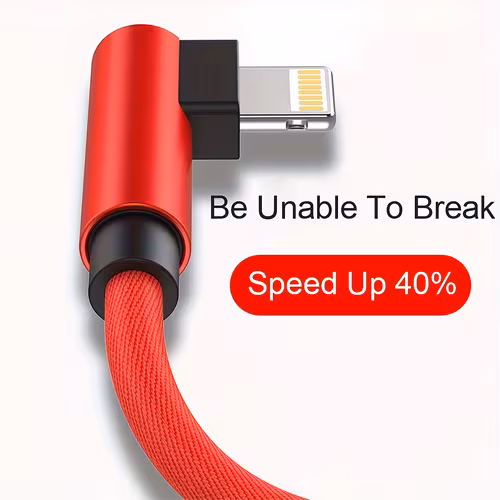 L-Shaped USB Cable for Fast Charging for Iphone Models 14, 13, 12, 11, X, 8, 7, 7 Plus, 6, 6S, And 5, As Well As for Ipad.
