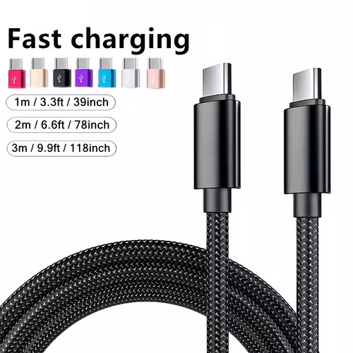60W Fast Charging USB-C to Type-C Cable - Compatible with Samsung, MacBook, iPad & Xiaomi Devices