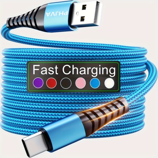 PHJVA 39inch/79inch/118inch USB-C Fast Charging Cable, Nylon Braided Anti Winding Design, for Redmi OnePlus Xiaomi Smartphones Type-C Data Cable