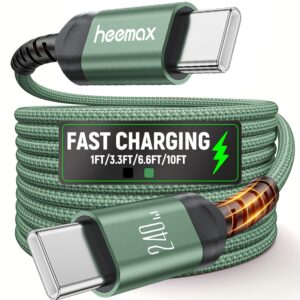 HEEMAX 240W Max Fast Charging Cable, PD3.1 High-Speed Type-C Charger Cord, Fits for All USB-C to USB-C Port Devices.