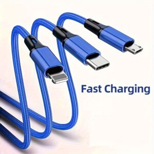 3-In-1 Fast Charging USB Cable, Nylon Braided, for Galaxy S23 Ultra S22 S21 for Iphone 14 13 12 Moto Android Type-C Cables, for Iphone, for Type-C, for Android, Halloween Gift