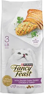 Fancy Feast Purina Savory Farm-Raised Chicken & Turkey Dry Cat Food 3lb Bag