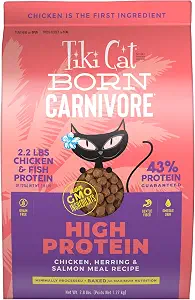 Tiki Cat Born Carnivore Dry Cat Food, Chicken, Herring & Salmon Meal, 2.8lb