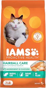 IAMS Proactive Health Hairball Dry Cat Food, Chicken & Salmon, 7 lb