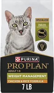 Purina Pro Plan Weight Management Dry Cat Food, Chicken & Rice, 7 lb Bag
