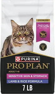 Purina Pro Plan Sensitive Skin & Stomach Dry Cat Food, Real Lamb, 7 lb Bag