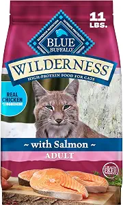 Blue Buffalo Wilderness Salmon Adult Dry Cat Food, Grain-Free, 11 lb