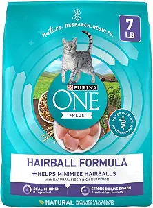 Purina ONE Natural Hairball Control Dry Cat Food, 7 lb Bag